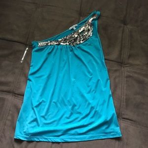 Charlotte Russe One shoulder embellished top